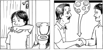 Norovirus information sheet in comic strip format