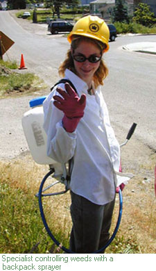 specialist controlling weeds
