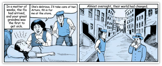 No Ordinary Flu comic book in multiple languages
